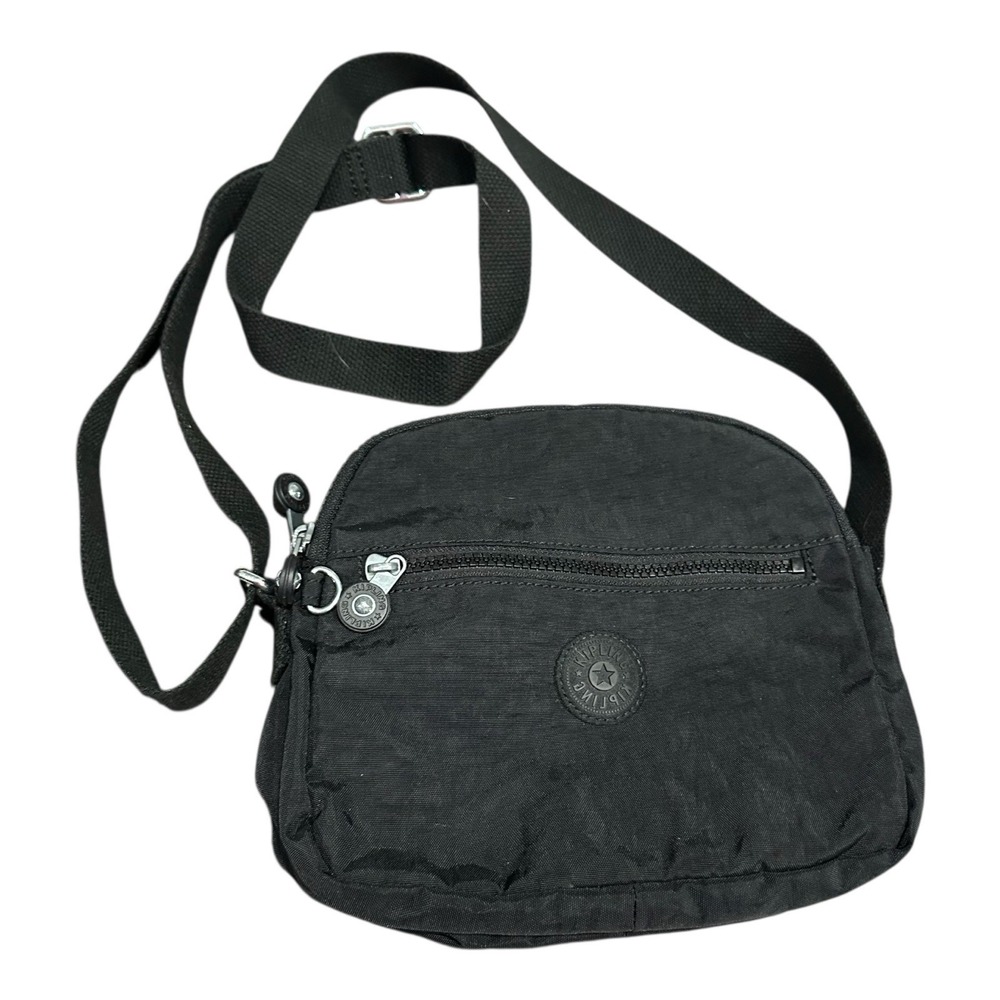 Kipling Keefe Crossbody Bag Black 3 Main Pockets Travel Lightweight